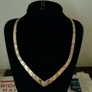 Tri gold necklace & bracelet 925 set